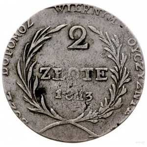 2 złote 1813, Zamość; odmiana z dłuższymi gałązkami wie...