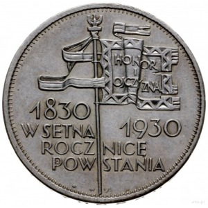 5 złotych 1930, Warszawa; Sztandar - 100-lecie Powstani...