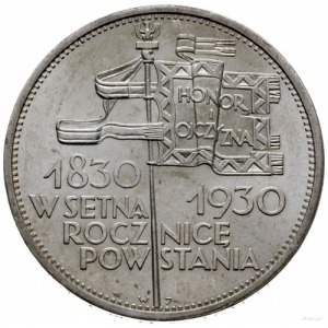 5 złotych 1930, Warszawa; Sztandar - 100-lecie Powstani...