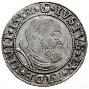 grosz 1532, Królewiec; rzadka odmiana z napisem PRVSSI;...