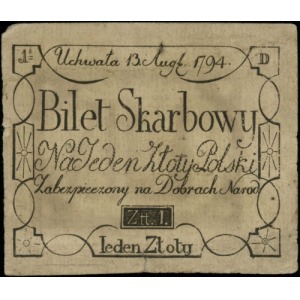 1 złoty 13.08.1794, seria D, na odwrocie F.Malinowski; ...