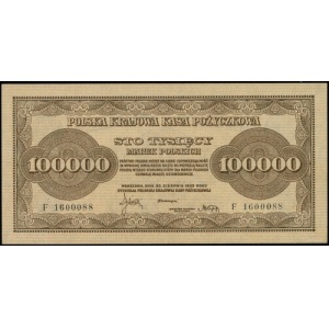 100.000 marek polskich 30.08.1923; seria F, numeracja 1...