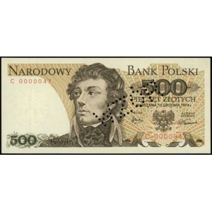 500 złotych 16.12.1974; seria C, numeracja 0000047, per...