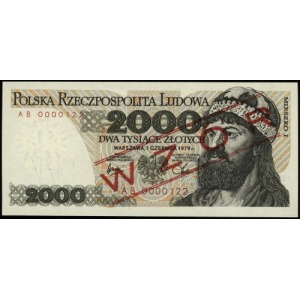 2.000 złotych 1.06.1979; seria AB, numeracja 0000122, c...