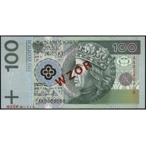 100 złotych 25.03.1994; seria AA, numeracja 0000000, cz...