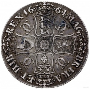 korona 1664; Aw: Popiersie w prawo i napis; Rw: Cztery ...