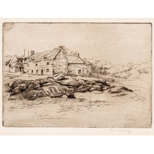 Józef Pankiewicz (1866 - 1940), Domy na skałach - widok wybrzeża w Concarneau, 1908 rok