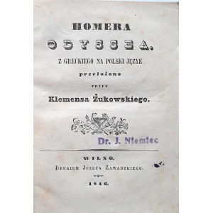 Homera Odysea, Klemens Żukowski Wilno 1846