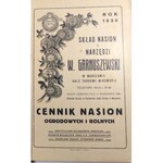 Cennik nasion Garnuszewski Warszawa 1930 r.