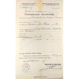 Lwów, Poświadczenie obywatelstwa 1927