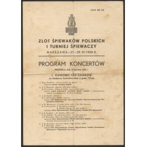 Program koncertów ze zlotu śpiewaków polskich 1936