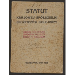 Statut Krajowej Spółdzielni Spożywców Kolejarzy 1923