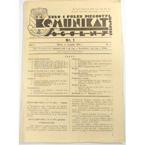 Komunikat Ogólny nr 1 Koła 1 Pułku Piechoty Legjonów 1934 r.