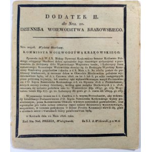Dodatek II do Nru. 20 Dziennika Województwa Krakowskiego 1826