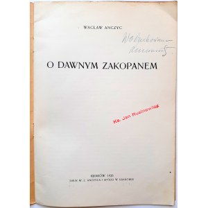 Anczyc, O dawnym Zakopanem 1938