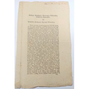Odezwa drukowana Biskupa Wileńskiego Jana Benedykta Kłągiewicza z dnia 30.IX 1837 r.