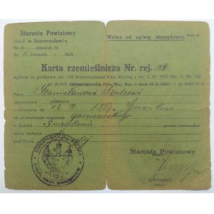 Inowrocław, Karta rzemieślnicza 1944 r.
