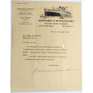 Papier firmowy Polskie Biura Podróży S.Witkowski Nowy York 1930 r.