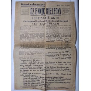 Dziennik Kielecki.Dodatek nadzwyczajny Kielce 9.maja 1945 r.