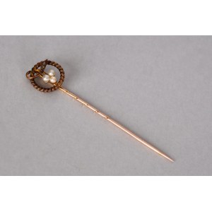 Szpilka do krawata z trzema perłami ok. 1900 r. złoto pr.500-585/1000/perły/diamenty