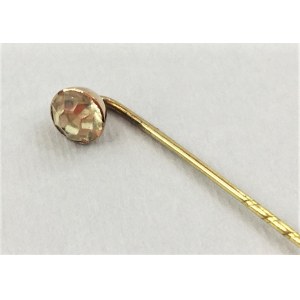 Szpilka do krawata z żółtym kamieniem jubilerskim złoto pr.585/1000/metal nieszlachetny XX w.
