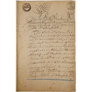 DOKUMENT FRYDERYKA AUGUSTA, KSIĘCIA BRUNSZWICKO-OLEŚNICKIEGO, Oleśnica 12.09.1797