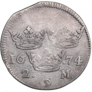 Sweden 2 mark 1674