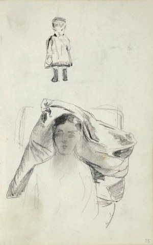 Stanisław Kaczor Batowski (1866-1946), Szkice popiersia młodej kobiety oraz małego dziecka