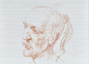 Dariusz Kaleta Dariuss (Ur. 1960), Szkic głowy mężczyzny z lewego profilu