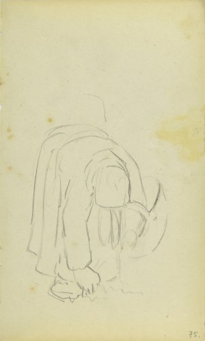 Jacek Malczewski (1854-1929), Wiejska kobieta z koszem pochylona, zbierająca płody