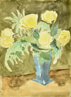 Władysław Serafin (1905-1988), Róże w niebieskim wazonie