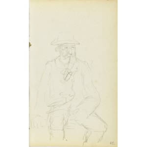 Jacek Malczewski (1854-1929), Starzec z fajką siedzący na ławce