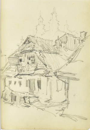 Józef Pieniążek (1888-1953), Zabudowania miejskie z wieżami kościelnymi w tle