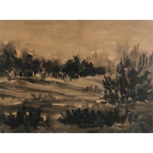 Malarz nieokreślony, XX w., Pejzaż z drzewami