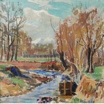 Franciszek WÓJCIK (1903-1984), Pejzaż podgórski z potokiem, 1960