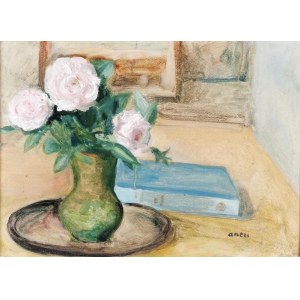 Irena WEISS - ANERI (1888-1981), Kwiaty w wazonie i książka