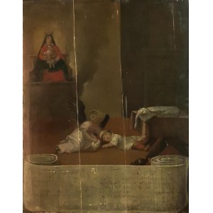 Malarz nieokreślony, XVIII w., Matka Boża i Anioł Stróż ratują niemowlę