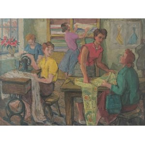 Romuald REGUŁA (1894-1981), In the Tailor's Workshop