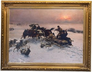 Alfred Wierusz-Kowalski (1849 Suwałki - 1915 Monachium), Napad wilków, 1885-1890