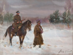 Jerzy Kossak (1886 Kraków - 1955 tamże), Patrol ułański, 1935 r.