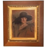 Alfons Karpiński (1875 Rozwadów - 1961 Kraków), Portret damy w kapeluszu, 1924 r.