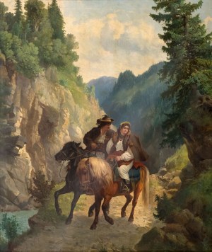 Józef Jaroszyński (1835 Lwów – 1900 Monachium), Huculi - na przełęczy