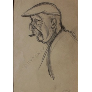 Henryk Berlewi (1894-1964), Portret starszego mężczyzny z profilu(1912, na odwrociu szkic)