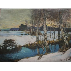 Scholz(I poł.XX w.), Pejzaż zimowy z rzeką