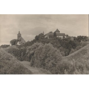 RESZEL (pow. kętrzyński). Widok zamku i kościoła śś. Apostołów Piotra i Pawła
