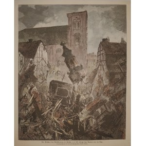 KROSNO ODRZAŃSKIE. Scena zniszczenia wieży kościelnej w wyniku burzy