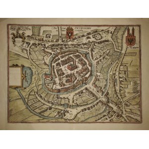 ŚWIEBODZIN. Perspektywiczny plan miasta, pochodzi z: Civitates Orbis Terrarum, tom 5, ...