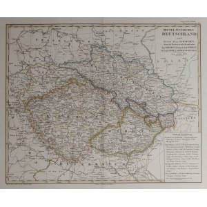 ŚLĄSK, KSIĘSTWO BIELSKIE, CZECHY, MORAWY. Mapa Czech i Moraw z częścią Śląska