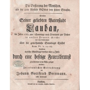LUBAŃ. Bornmann, Johann Gottfried, Die Besserung der Menschen, als die gute Absicht Gottes...