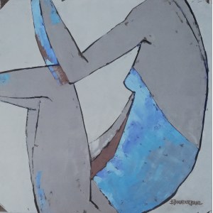 Elżbieta Boukourbane, Jestem niebieska, 2020r., olej na płótnie, 70 x 70cm, sygn.p.d